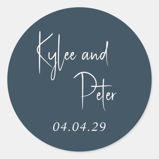グレーモダン手書きスクリプトエレガントな結婚式 ラウンドシール (正面)