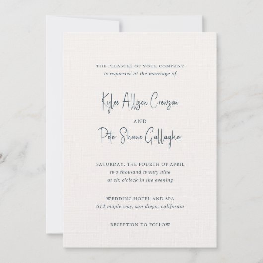 グレーモダン手書きスクリプトエレガントな結婚式 招待状 (正面)