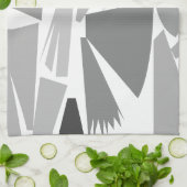 グレーモダン抽象芸術幾何学的パターン キッチンタオル (折り畳み)