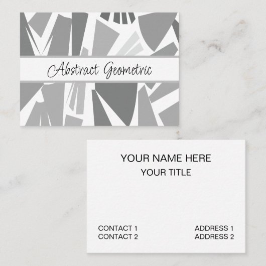 グレーモダン抽象芸術幾何学的パターン 名刺 (正面/裏面)