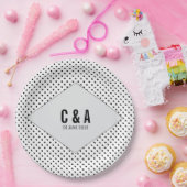 グレーモダン水玉模様結婚ズ ペーパープレート (パーティー)