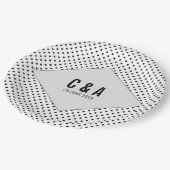 グレーモダン水玉模様結婚ズ ペーパープレート (アングル)