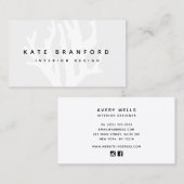 グレーモダン海コーラルリーフインテリアデザイナー 名刺 (正面/裏面)