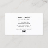 グレーモダン海コーラルリーフインテリアデザイナー 名刺 (裏面)