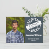 グレーモダン男性写真卒業パーティー 招待状 (スタンド正面)