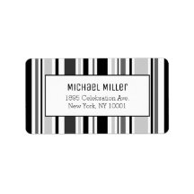 グレーモダン白黒ストライプパターンアドレス