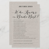 グレーモダン素朴ブライダルシャワーゲーム印刷 (正面/裏面)