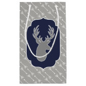 グレーモダン素朴鹿と白い矢印 スモールペーパーバッグ (裏面)