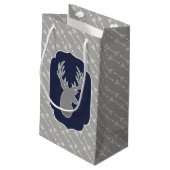 グレーモダン素朴鹿と白い矢印 スモールペーパーバッグ (裏面アングル)