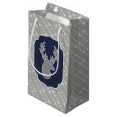 グレーモダン素朴鹿と白い矢印 スモールペーパーバッグ (正面アングル)