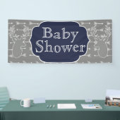 グレーモダン素朴鹿と白い矢印 横断幕 (トレードショー)