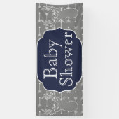 グレーモダン素朴鹿と白い矢印 横断幕 (縦)