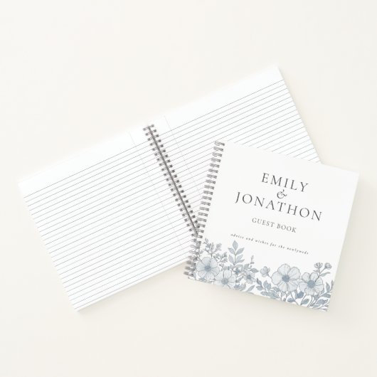 グレーモダン花模様ズ結婚ゲストブック ノートブック (内部)