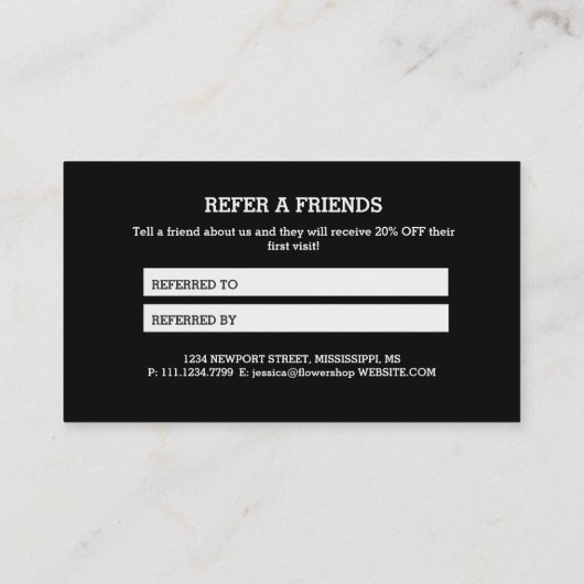 グレーモダン芸術的ブラックモノグラム紹介カード 紹介カード (裏面)