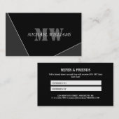 グレーモダン芸術的ブラックモノグラム紹介カード 紹介カード (正面/裏面)