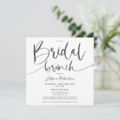 グレーモダン赤面ピンクスクリプトトレンディーブライダルブランチ 招待状 (スタンド正面)
