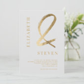 グレーモダン金ゴールドアンパサンドはphotoの名結婚前 招待状 (スタンド正面)