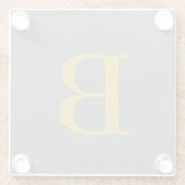 グレーモダン金ゴールドカラーモノグラムの名前の追加イニシャル ガラスコースター (裏面)