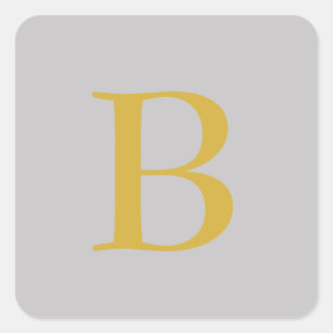 グレーモダン金ゴールドカラーモノグラムの名前の追加イニシャル スクエアシール
