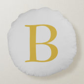 グレーモダン金ゴールドカラーモノグラムの名前の追加イニシャル ラウンドクッション (裏面)