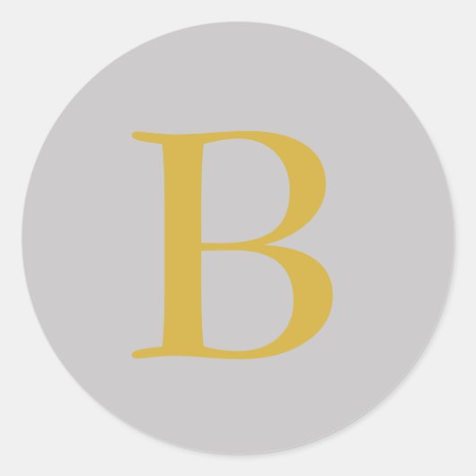 グレーモダン金ゴールドカラーモノグラムの名前の追加イニシャル ラウンドシール (正面)