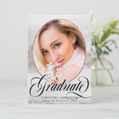 グレーモダン金ゴールドグリッター写真卒業パーティー 招待状 (スタンド正面)