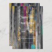 グレーモダン金ゴールドブラシストロークの抽象芸術絵画の (正面/裏面)