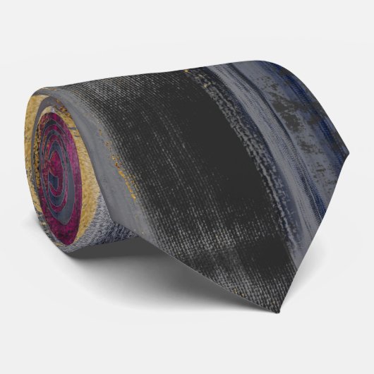 グレーモダン金ゴールドブラシストロークの抽象芸術絵画の ネクタイ (ロール)