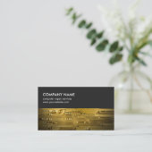 グレーモダン金ゴールド回路基板コンピュータの修復 名刺 (スタンド正面)