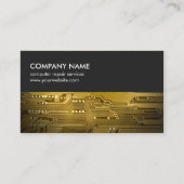 グレーモダン金ゴールド回路基板コンピュータの修復 名刺 (正面)