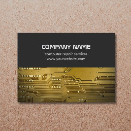 グレーモダン金ゴールド回路基板コンピュータの修復 名刺