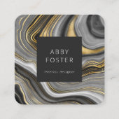 グレーモダン金ゴールド大理石デザイナー名刺 スクエア名刺 (正面)