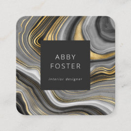 グレーモダン金ゴールド大理石デザイナー名刺 スクエア名刺
