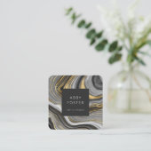 グレーモダン金ゴールド大理石デザイナー名刺 スクエア名刺 (スタンド正面)