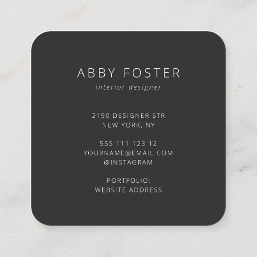 グレーモダン金ゴールド大理石デザイナー名刺 スクエア名刺 (裏面)