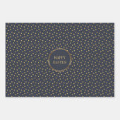 グレーモダン金ゴールド水玉模様クリスチャンハッピーイースター ラッピングペーパーシート (正面)