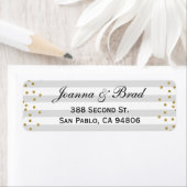 グレーモダン金ゴールド結婚カップル差出人住所 ラベル (インサイチュ)