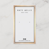 グレーモダン金ゴールド縁どイヤリング表示ホルダー 名刺 (正面)