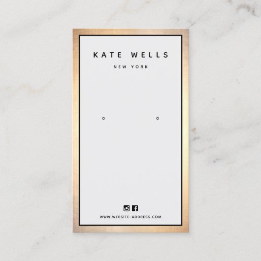 グレーモダン金ゴールド縁どイヤリング表示ホルダー 名刺 (正面)