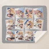 グレーモダン12フォトコラージュ シェルパブランケット (正面(横))