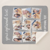 グレーモダン9フォトコラージュ シェルパブランケット (正面(横))