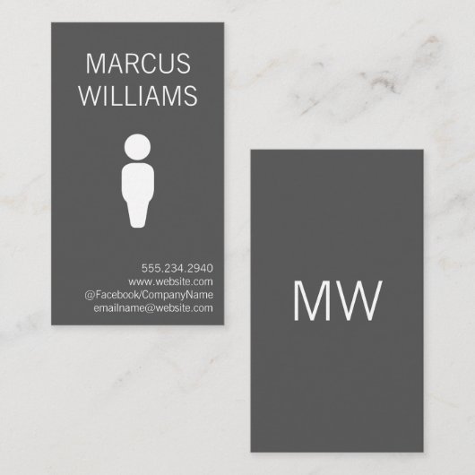 グレーモダン/アイコン 名刺 (正面/裏面)