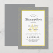 グレーモダン&イエローウェディングレセプションパターン エンクロージャーカード (正面/裏面)