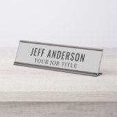 グレーモダン・オフィス従業員 デスクネームプレート (正面)