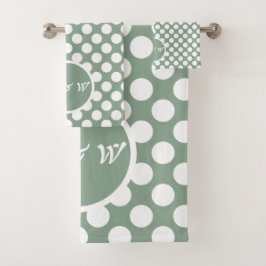 グレーモダン&ホワイト水玉模様バスタオルセット バスタオルセット