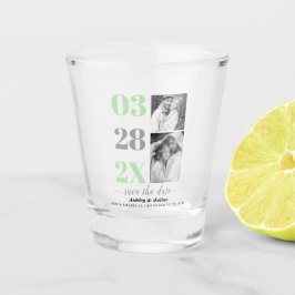 グレーモダン、ミント2枚の写真Dateを保存 ショットグラス