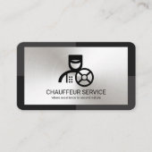 グレーモノクロシルバープレート駆動 名刺 (正面)