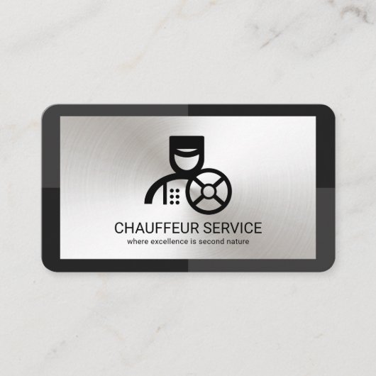 グレーモノクロシルバープレート駆動 名刺 (正面)