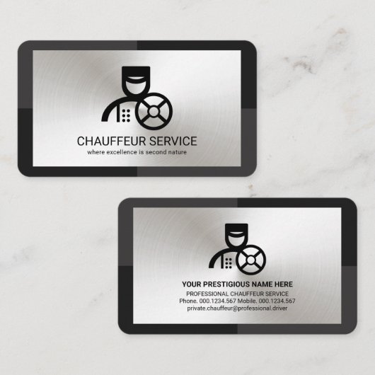 グレーモノクロシルバープレート駆動 名刺 (正面/裏面)