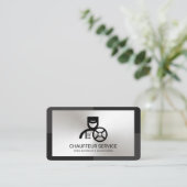 グレーモノクロシルバープレート駆動 名刺 (スタンド正面)